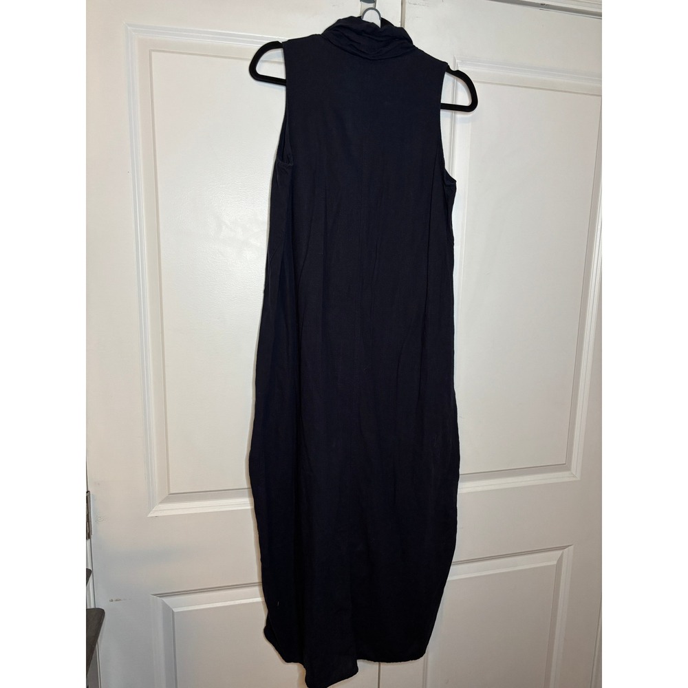 Cynthia Rowley Navy Linen Blend Cowl Neck Sleeveless High Low Tulip Midi Dress S - Picture 5 of 9